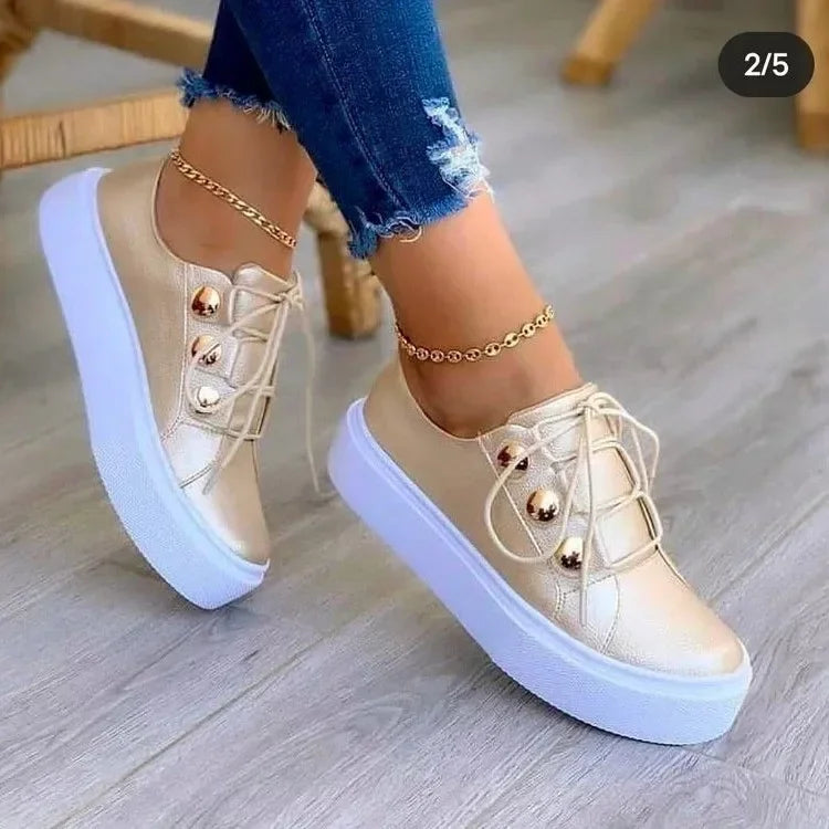 Serena - Orthopedic Round Toe Platform Sneakers-15547820802421-Mirella Fiore