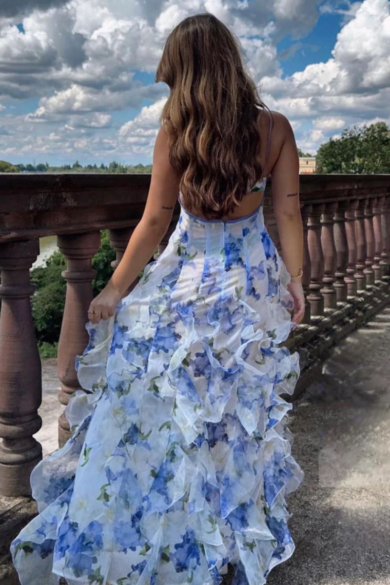 Sestina – Ethereal sheer design – Ruffled chiffon-blend maxi dress-15133930881397-Mirella Fiore