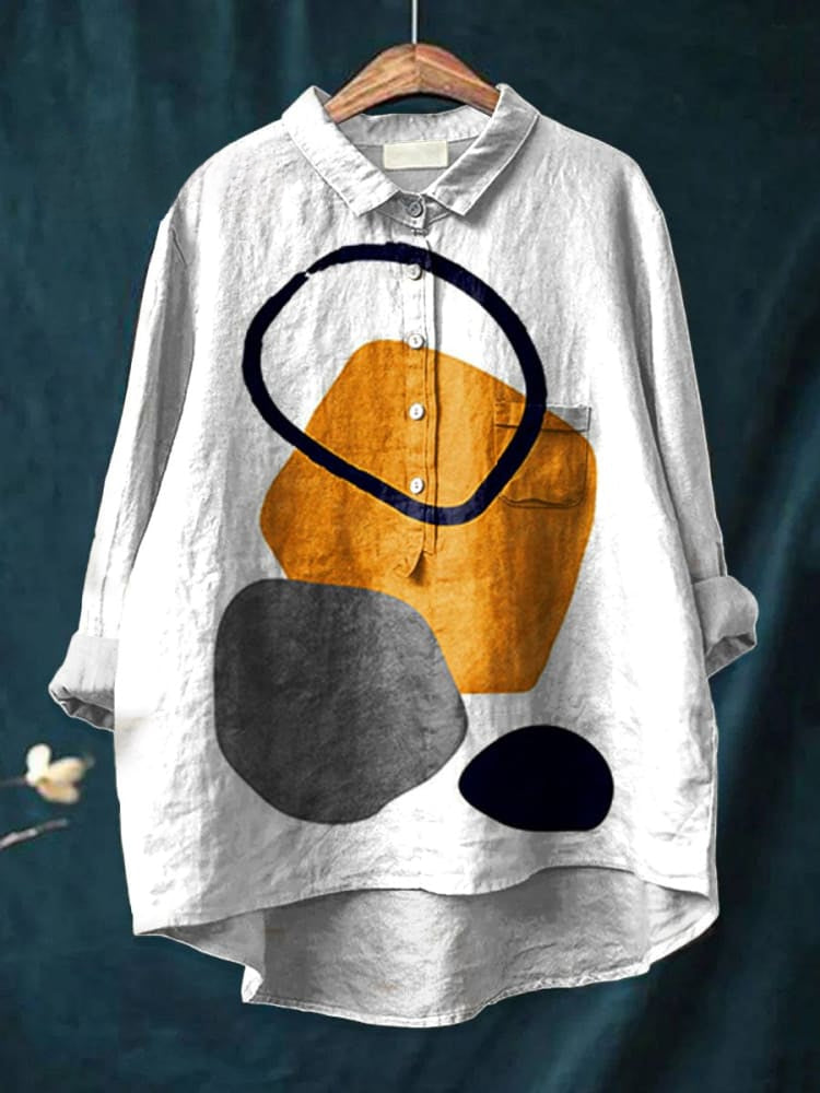 Sienna - Geometric Abstract Print Shirt-15542213869941-Nancy & Mae Savannah