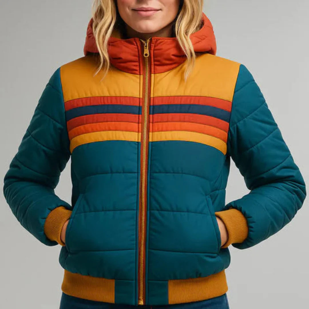 Sierra - Women’s Retro Striped Puffer Jacket-15550919016821-Mirella Fiore