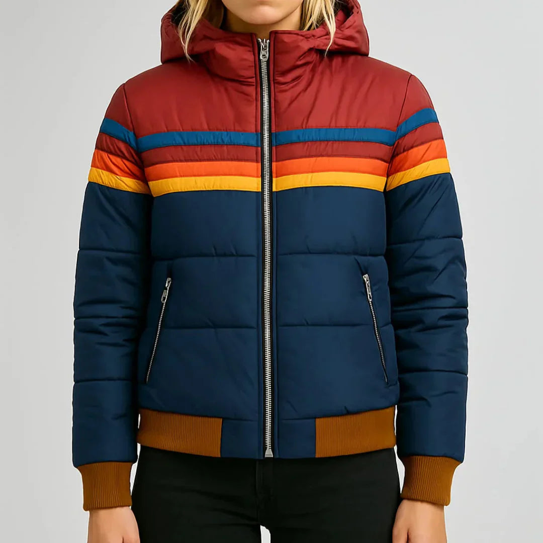 Sierra - Women’s Retro Striped Puffer Jacket-15550919016821-Mirella Fiore