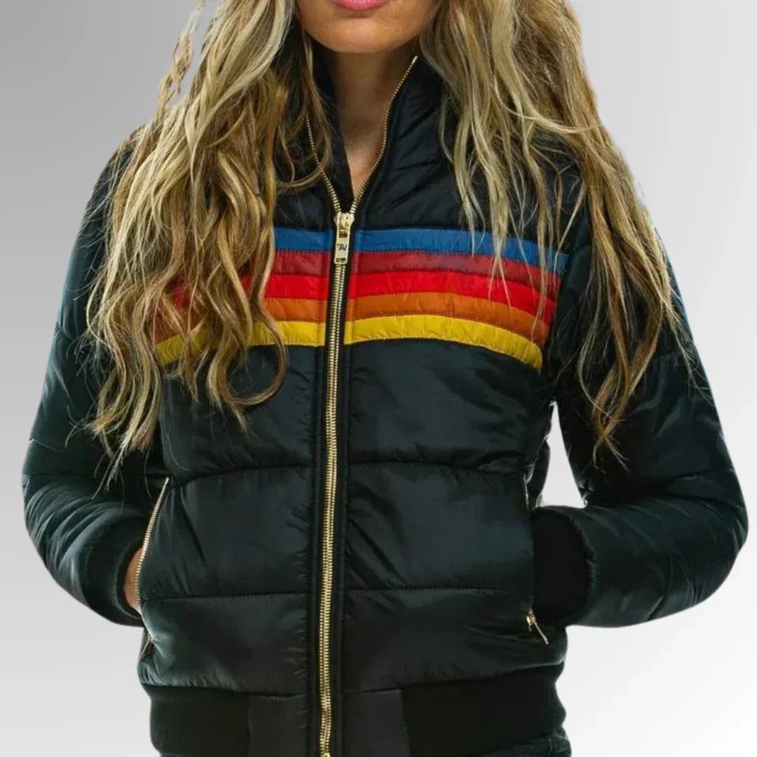 Sierra - Women’s Retro Striped Puffer Jacket-15550919016821-Mirella Fiore