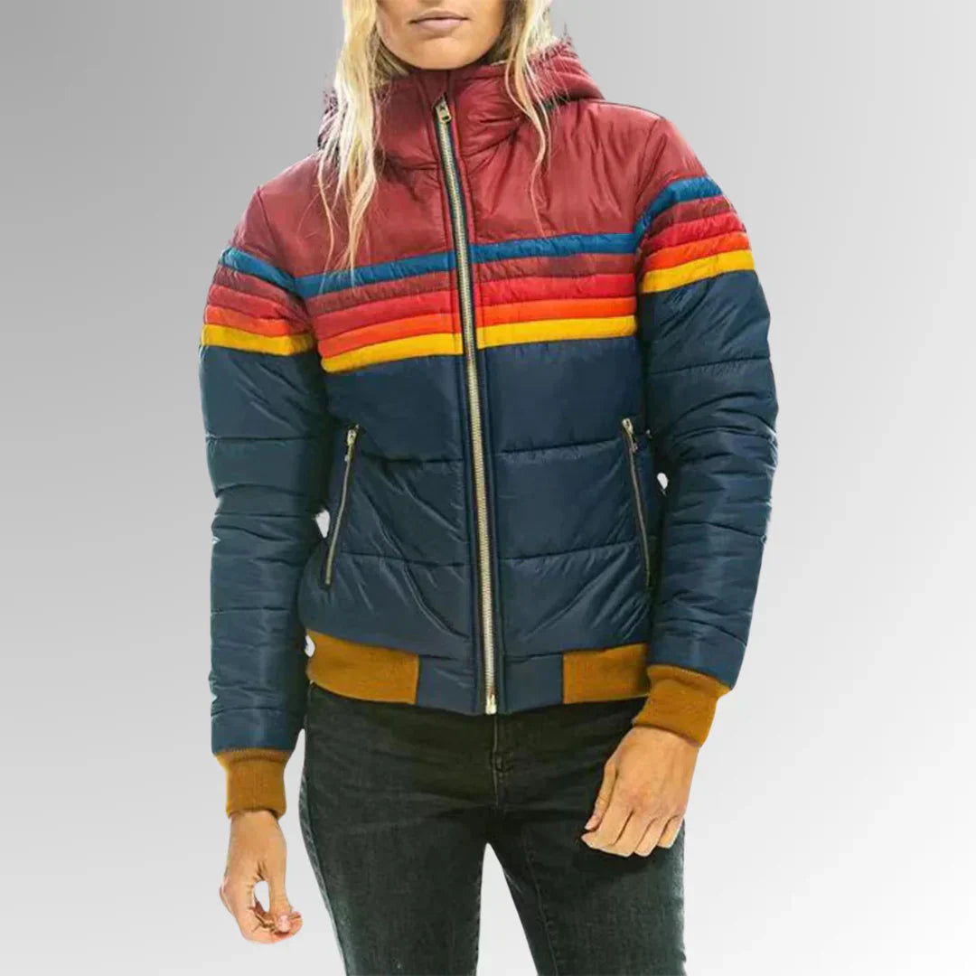 Sierra - Women’s Retro Striped Puffer Jacket-15550919016821-Mirella Fiore