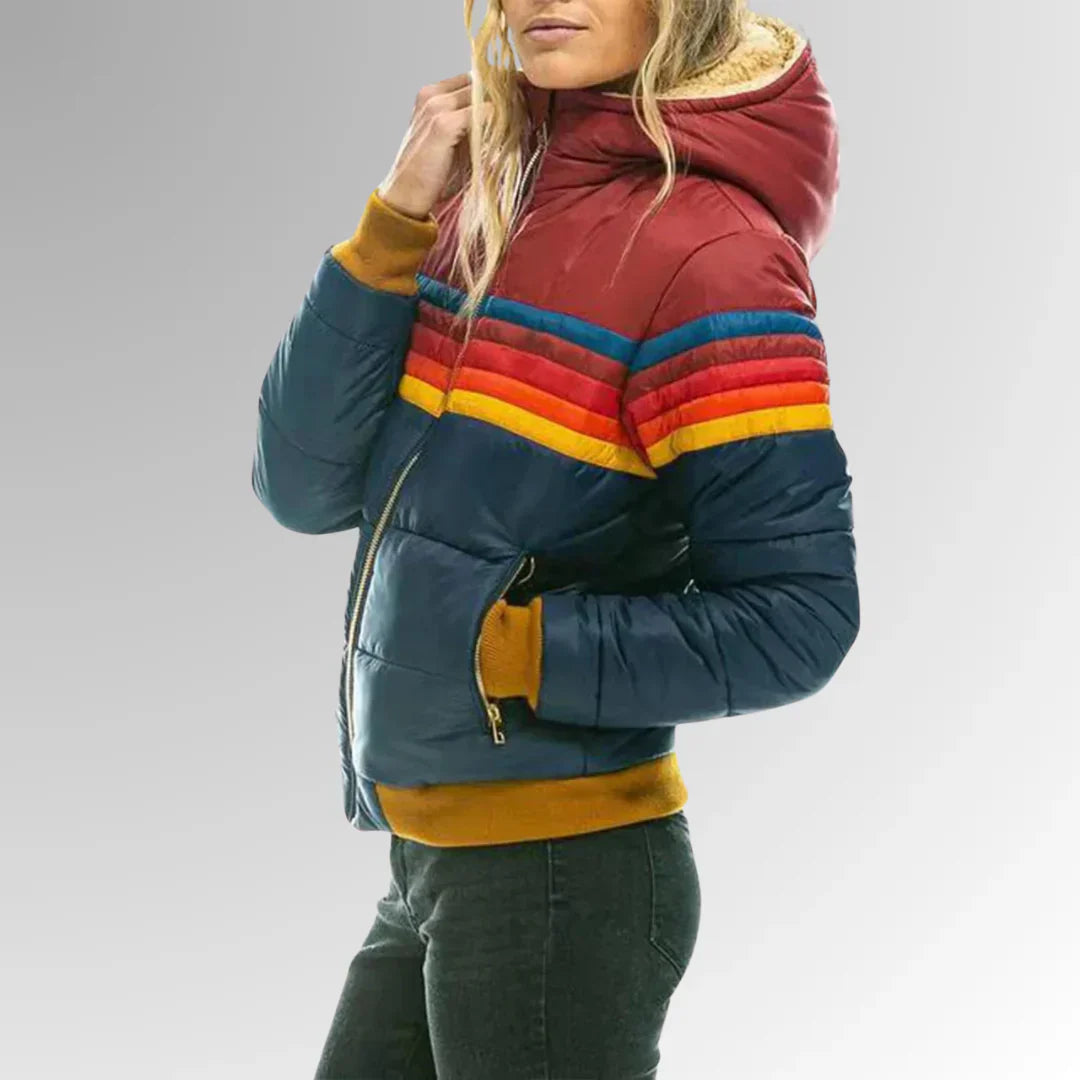 Sierra - Women’s Retro Striped Puffer Jacket-15550919016821-Mirella Fiore
