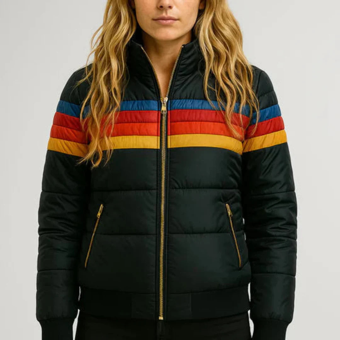 Sierra - Women’s Retro Striped Puffer Jacket-15550919016821-Mirella Fiore