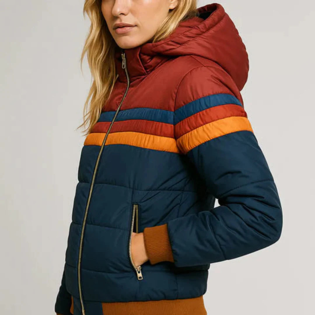 Sierra - Women’s Retro Striped Puffer Jacket-15550919016821-Nancy & Mae Savannah
