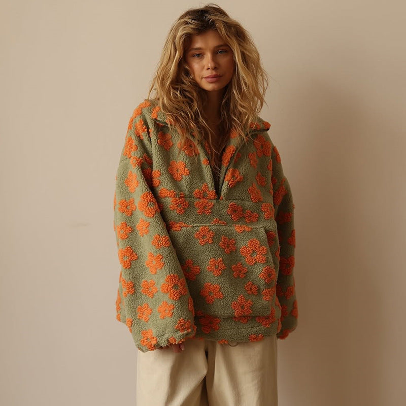 Sofia - Long-sleeved fleece jumper with floral print-15547643298165-Mirella Fiore