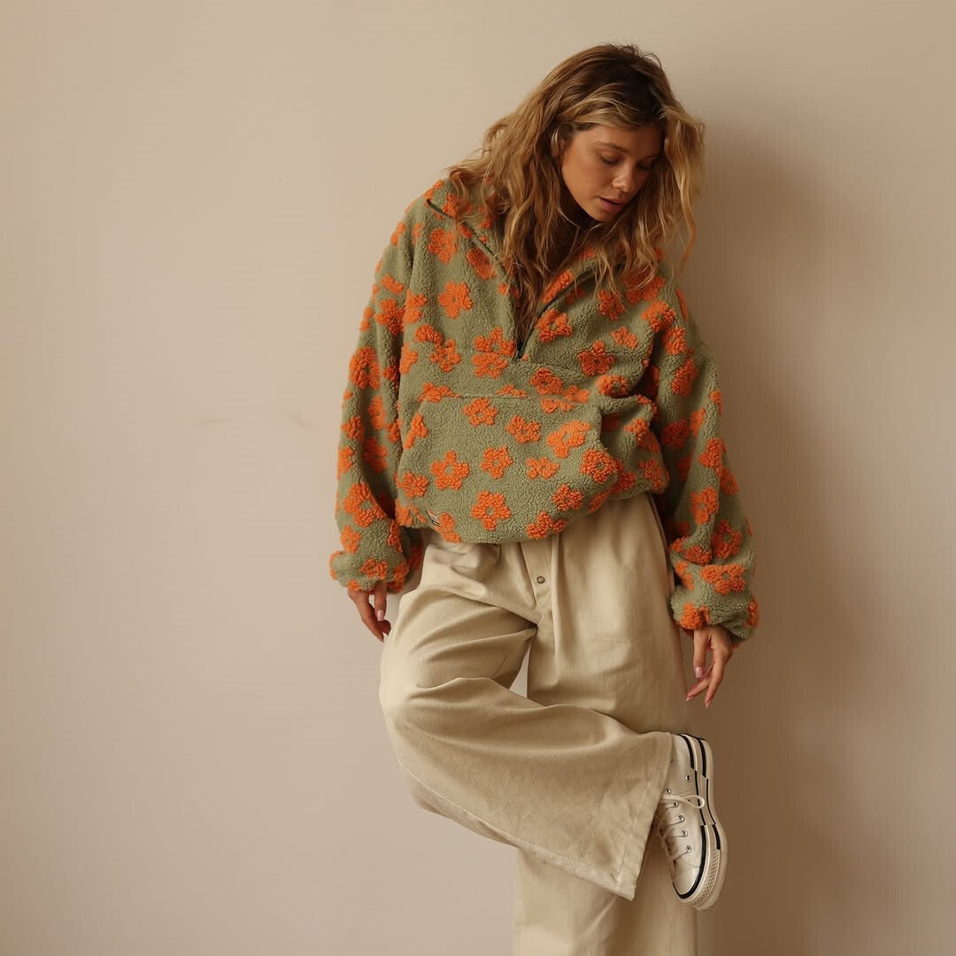 Sofia - Long-sleeved fleece jumper with floral print-15547643298165-Mirella Fiore