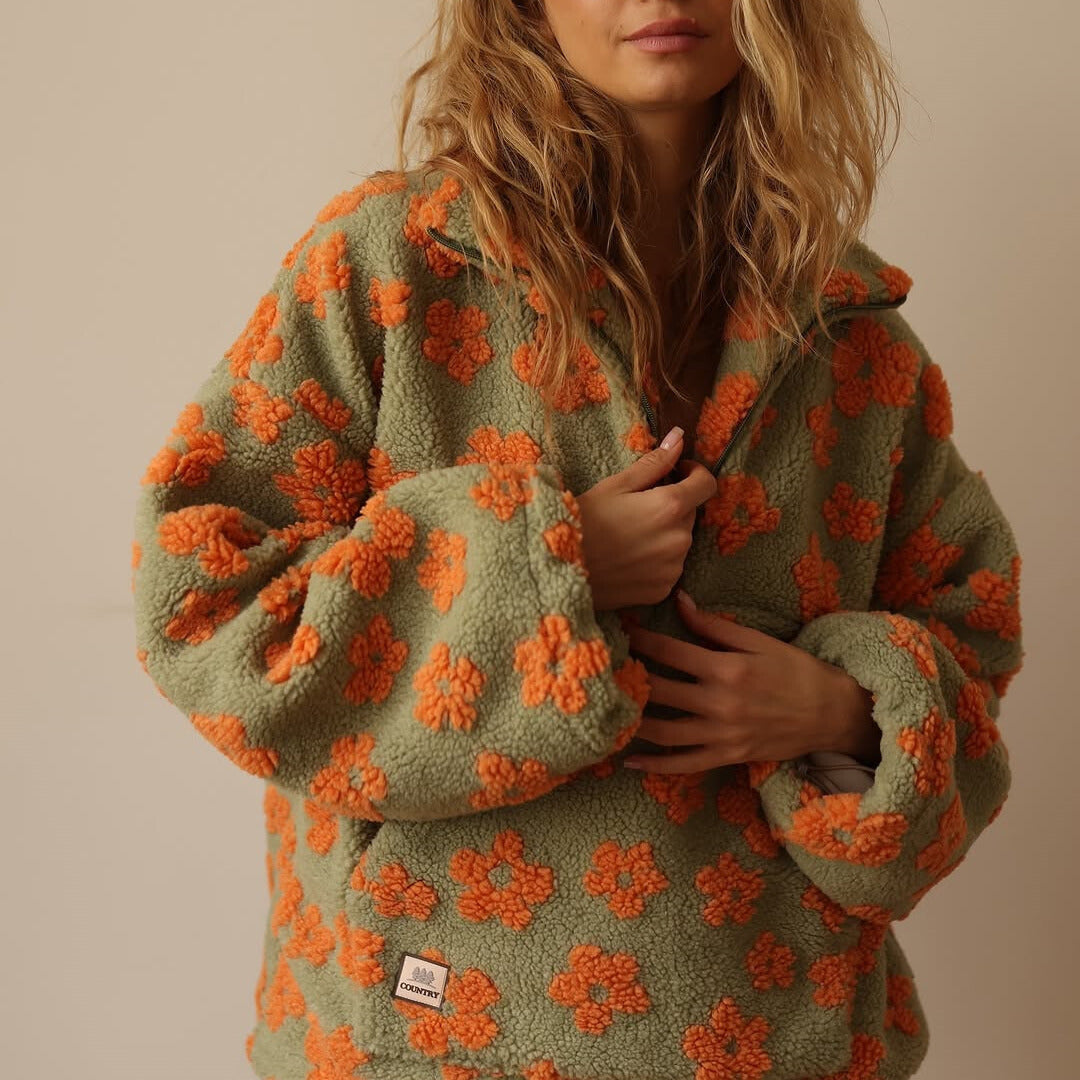 Sofia - Long-sleeved fleece jumper with floral print-15547643298165-Mirella Fiore