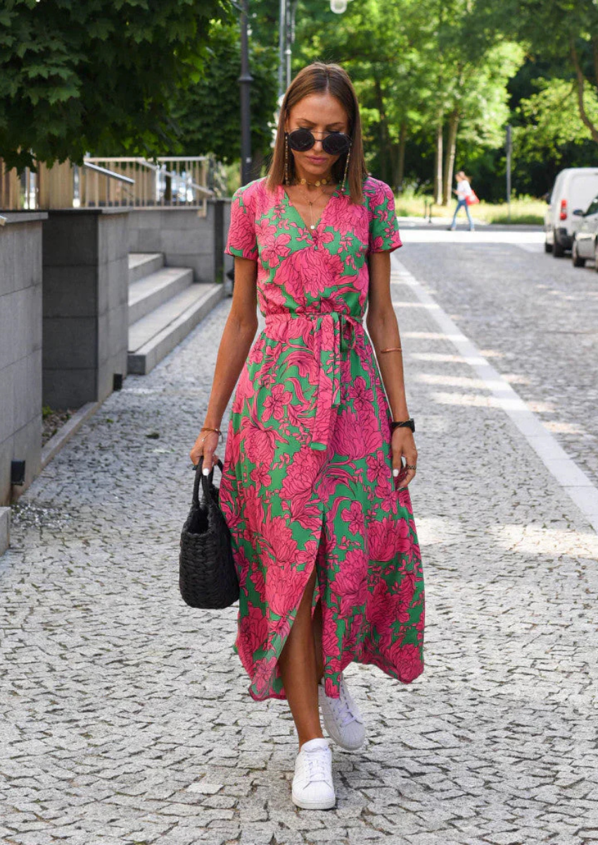 Sofianne – Wrap Midi Dress – Vibrant Prints-15368513913205-Mirella Fiore