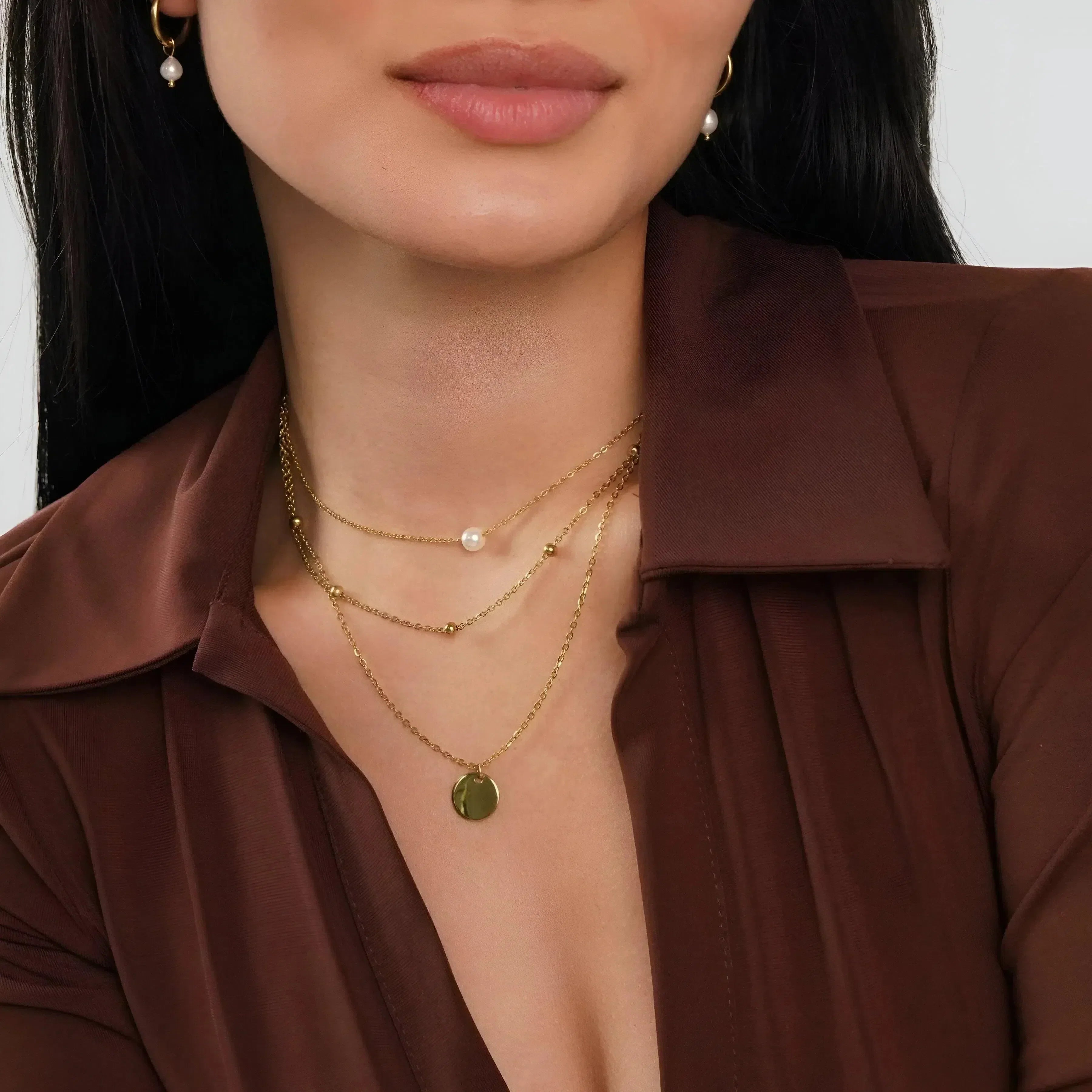 Solania – Layered disc design – Pendant necklace-15227799961973-Nancy & Mae Savannah