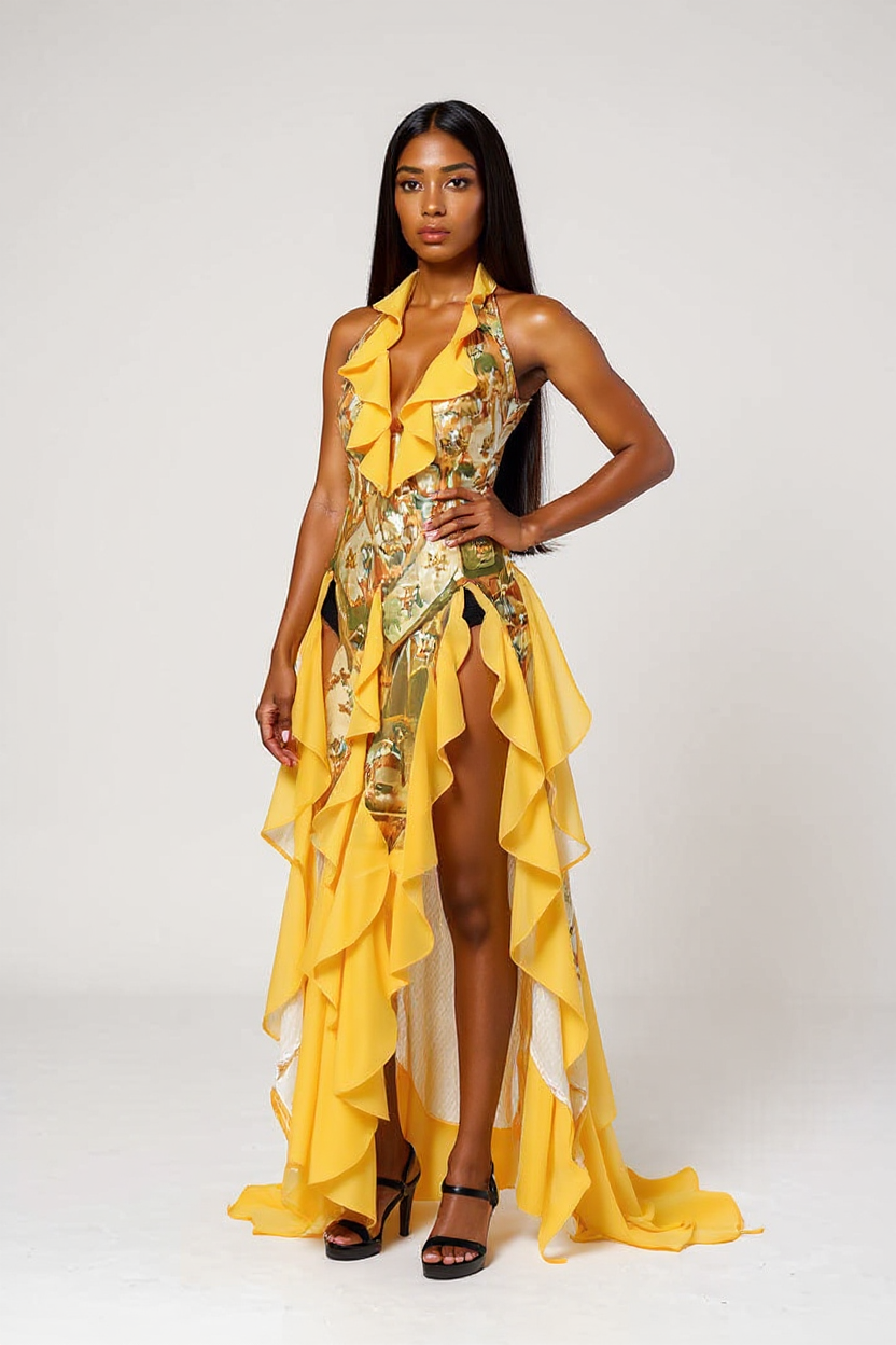 Solanna – Ruffled halter neck - Maxi dress-15353219973493-Mirella Fiore