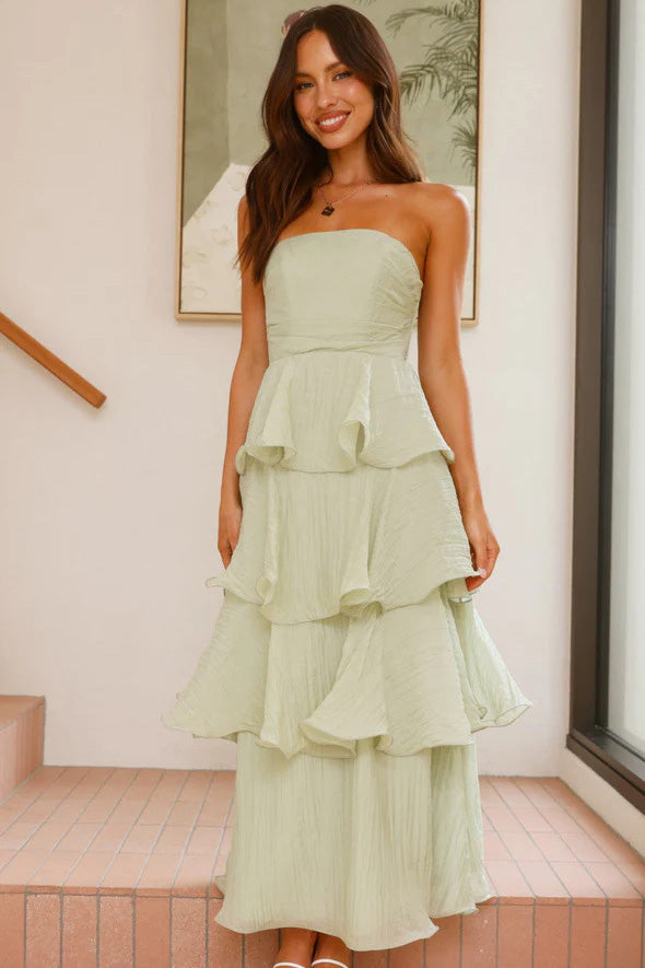 Solenza – Tiered ruffle design – Strapless maxi dress-15283417022837-Mirella Fiore