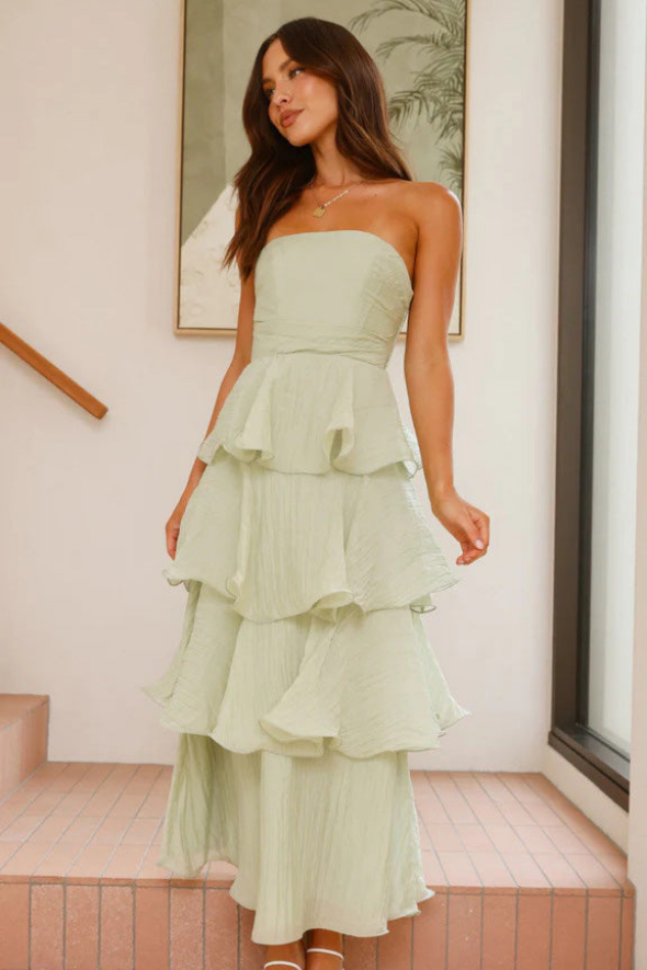 Solenza – Tiered ruffle design – Strapless maxi dress-15283417022837-Mirella Fiore