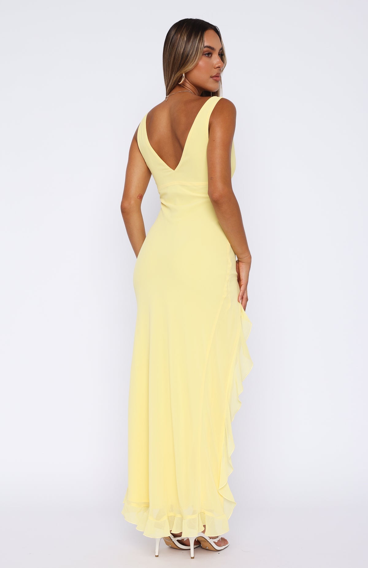 Solivanna – Ruffle slit – Maxi evening dress-15260656632181-Mirella Fiore