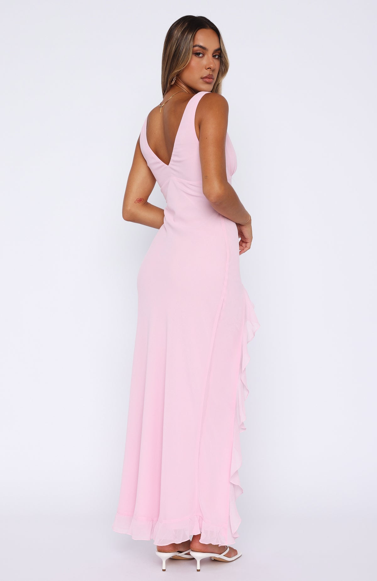 Solivanna – Ruffle slit – Maxi evening dress-15260656632181-Mirella Fiore