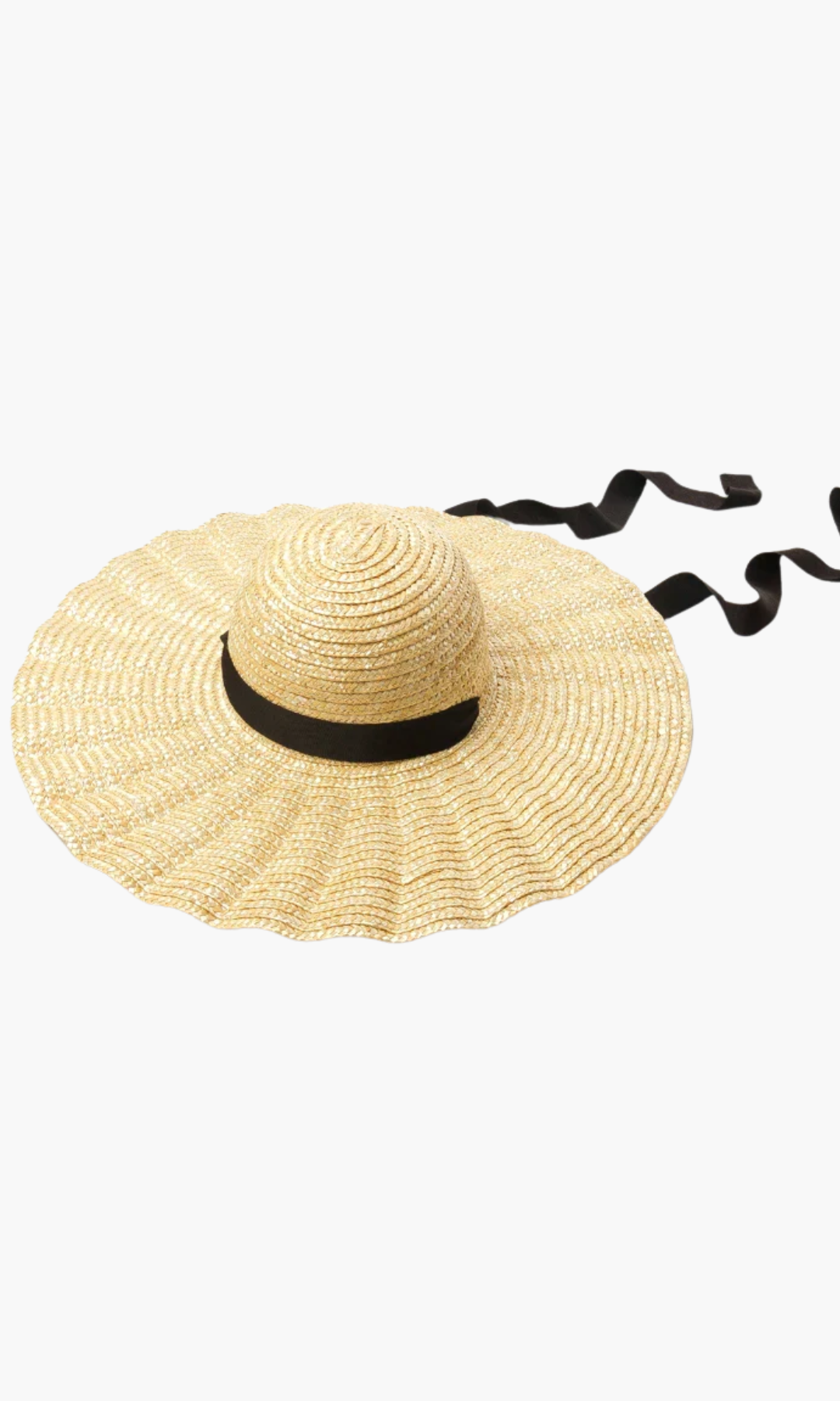 Solvienne – Scalloped ribbon tie – Straw hat-15133782442357-Nancy & Mae Savannah