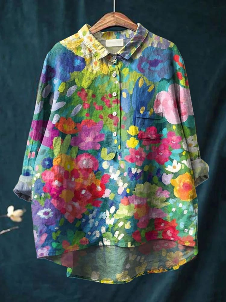 Sophia - Floral Watercolor Shirt-15542213345653-Mirella Fiore