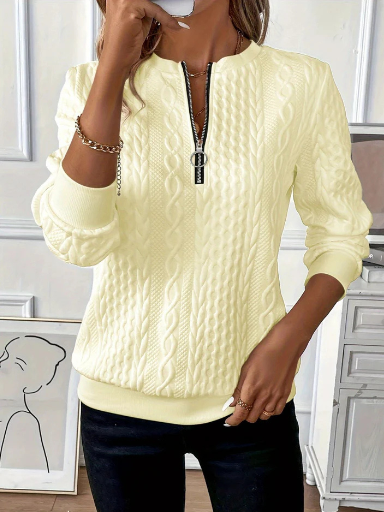 THALIENNE - CABLE KNIT ZIP SWEATER-15549014081909-Mirella Fiore