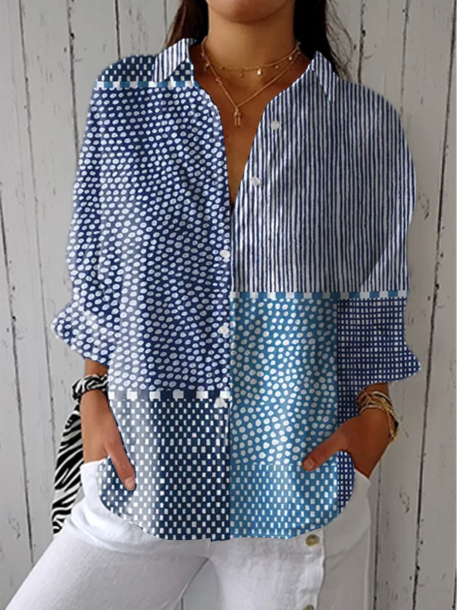 Tanya - Ocean Patchwork Blouse-15542180446581-Nancy & Mae Savannah