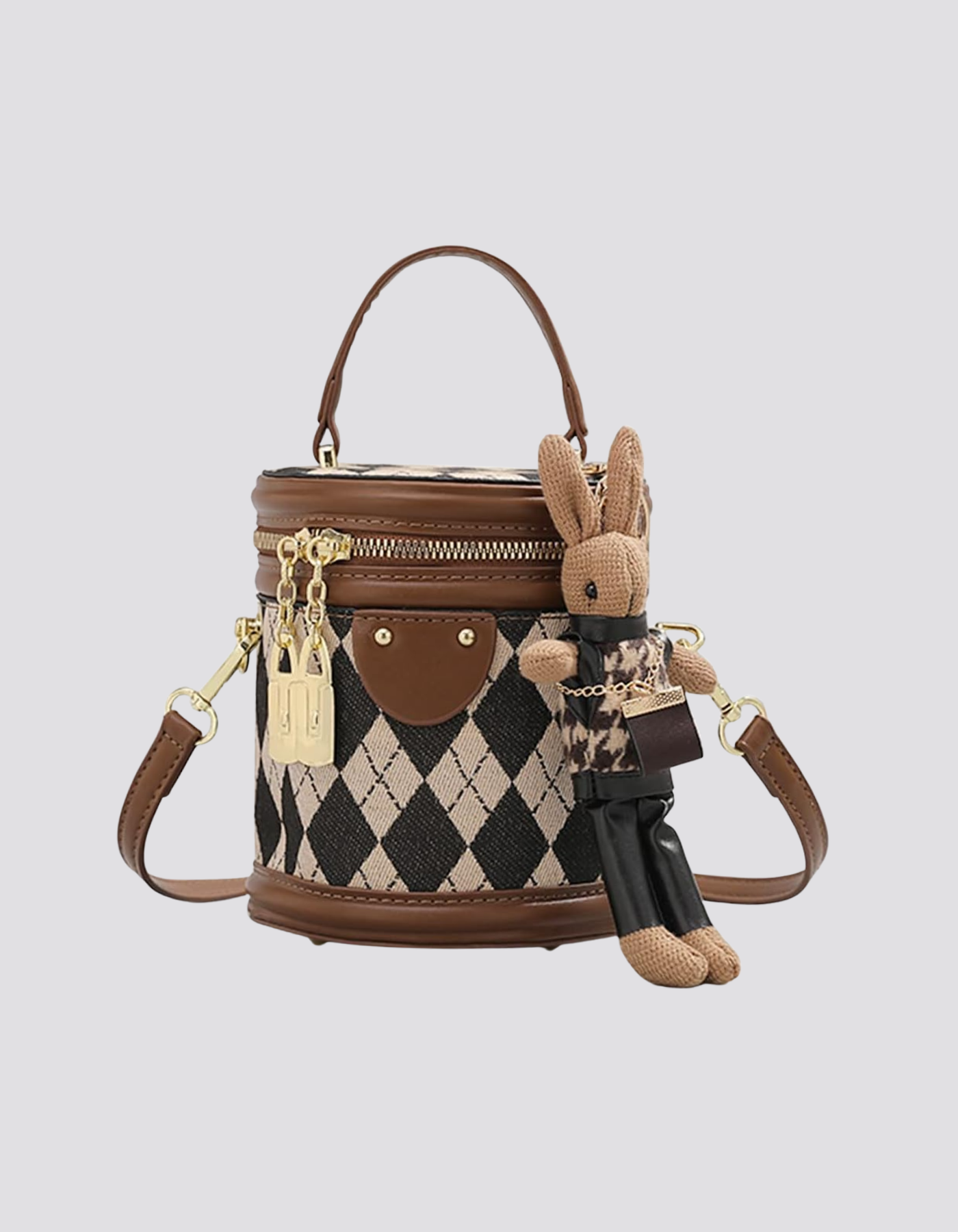 Tessalyn – Argyle bunny charm – Crossbody handbag-15209173811573-Nancy & Mae Savannah