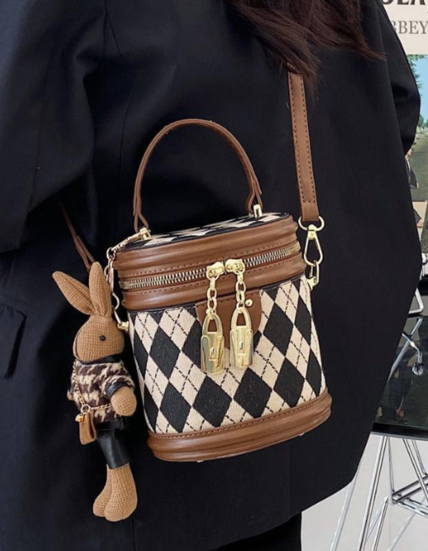 Tessalyn – Argyle bunny charm – Crossbody handbag-15209173811573-Nancy & Mae Savannah