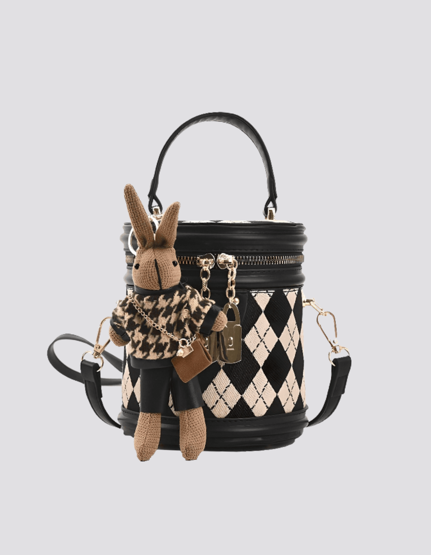Tessalyn – Argyle bunny charm – Crossbody handbag-15209173811573-Nancy & Mae Savannah