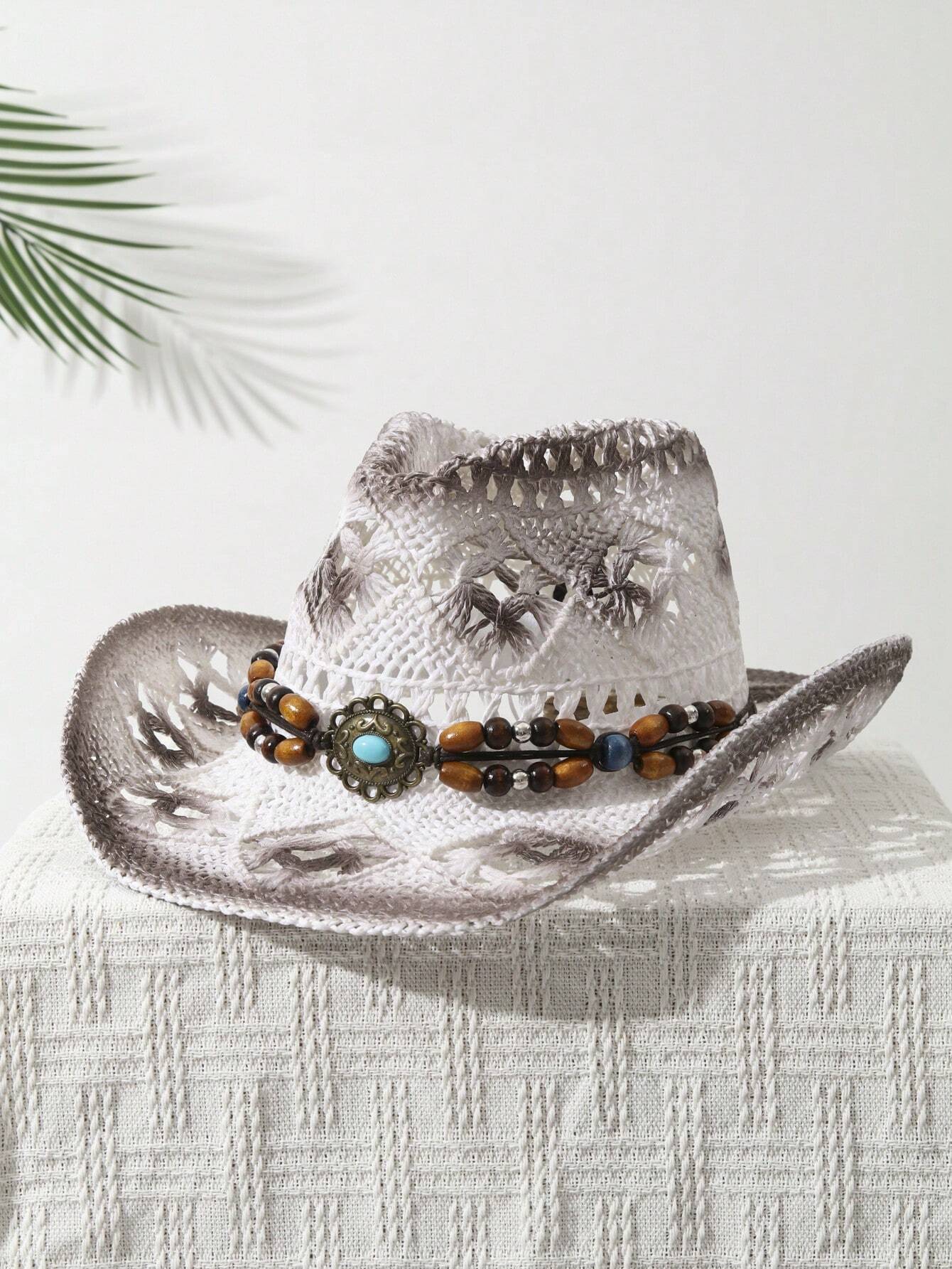 Tessalyn – Turquoise beaded – Straw cowboy hat-15133796204917-Nancy & Mae Savannah