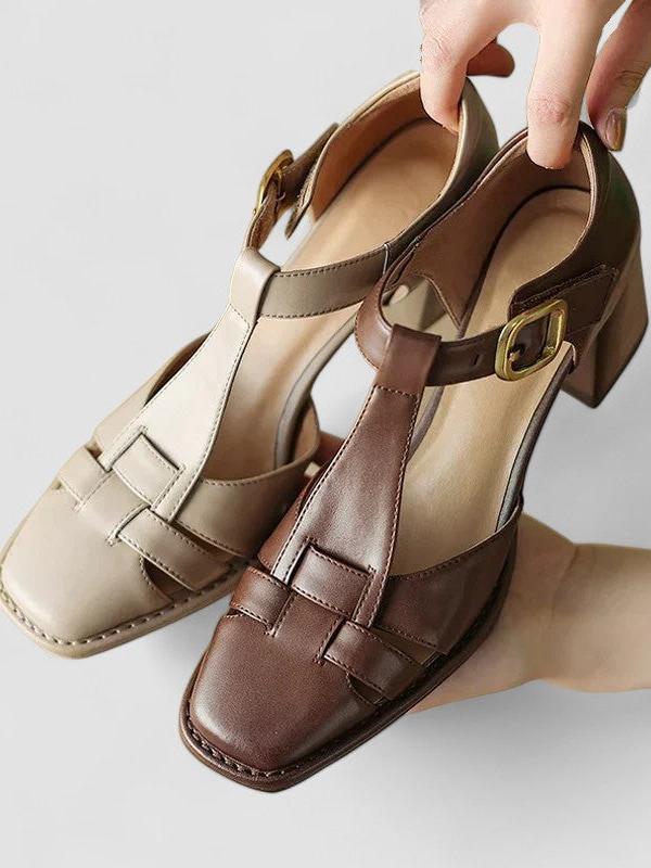 Thalia – Orthopedic T-Strap Block Heels-15518793597301-Mirella Fiore