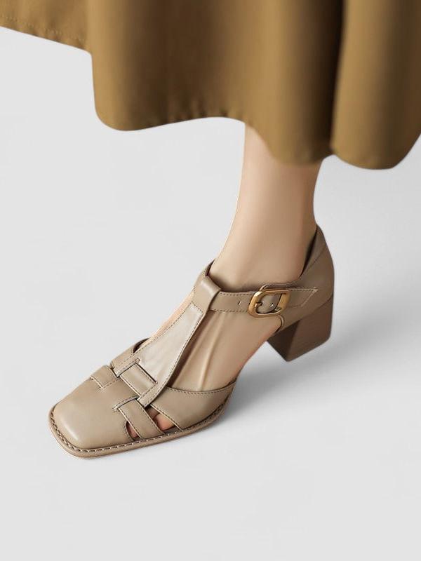 Thalia – Orthopedic T-Strap Block Heels-15518793597301-Mirella Fiore