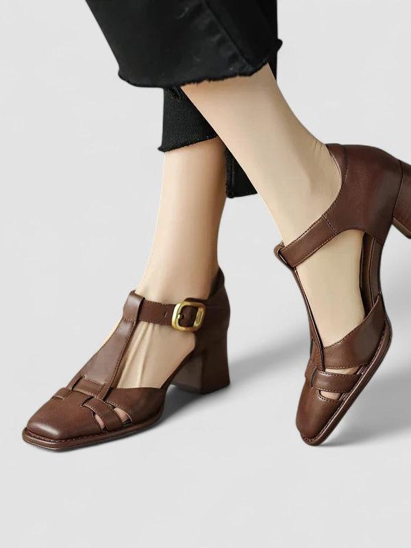 Thalia – Orthopedic T-Strap Block Heels-15518793597301-Mirella Fiore