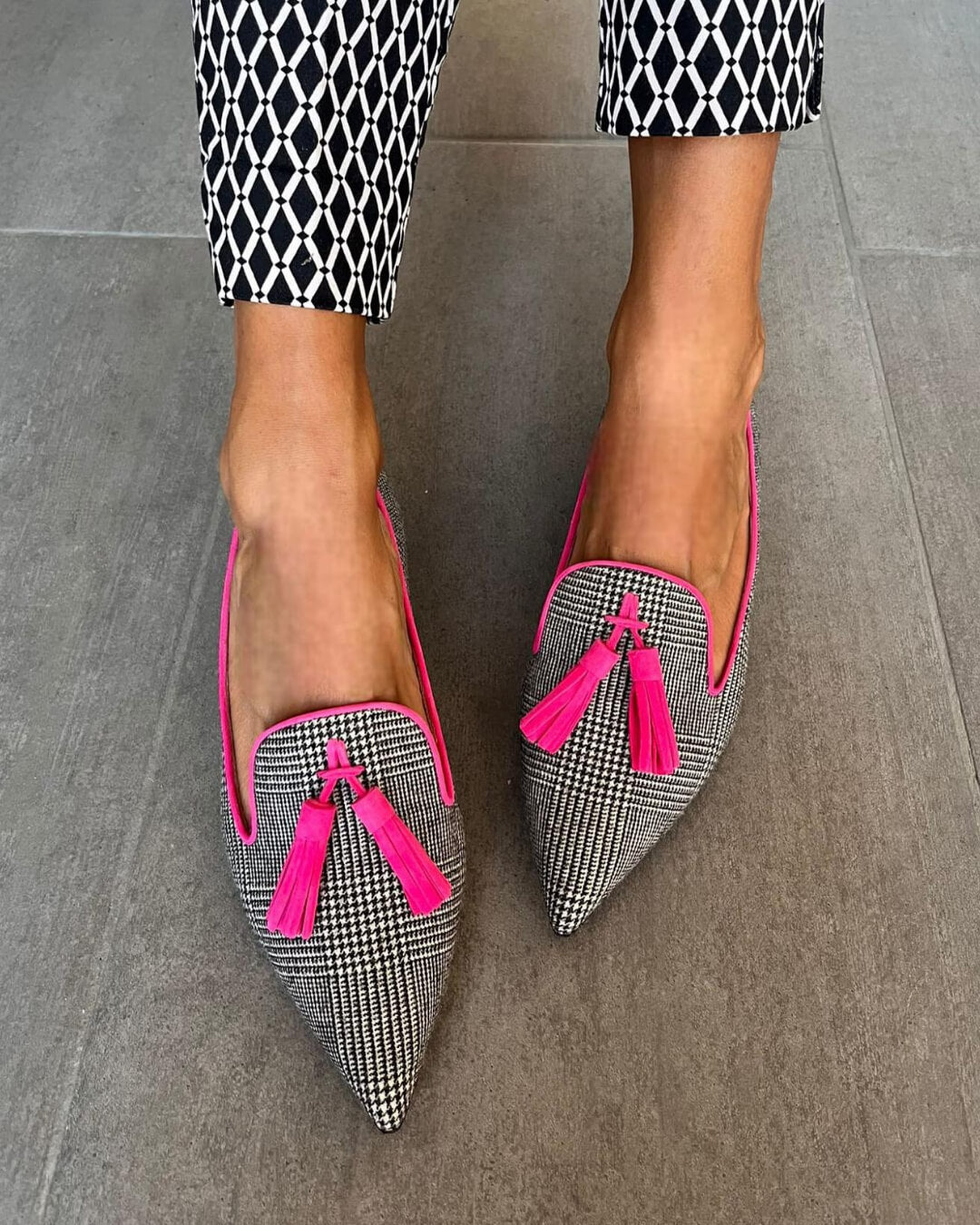 VALENCIA - POINTED LOAFER WITH FLUO FRINGES-15553868005749-Nancy & Mae Savannah