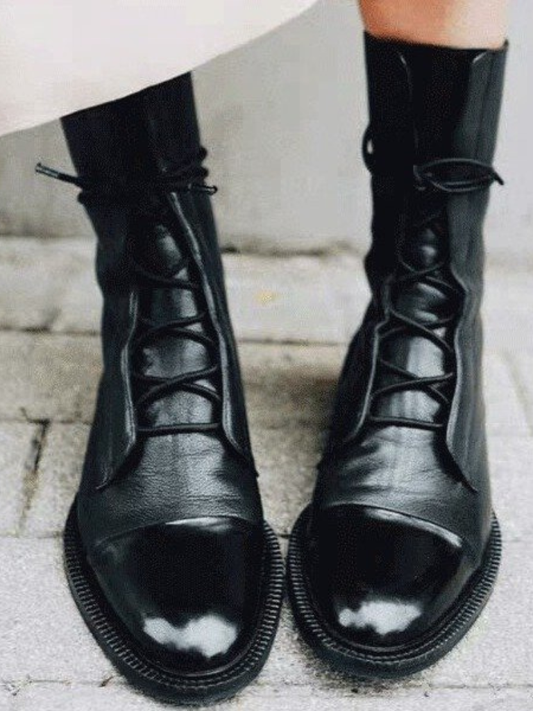 VICTORIA - POLISHED LACE-UP BOOTS-15549014442357-Mirella Fiore