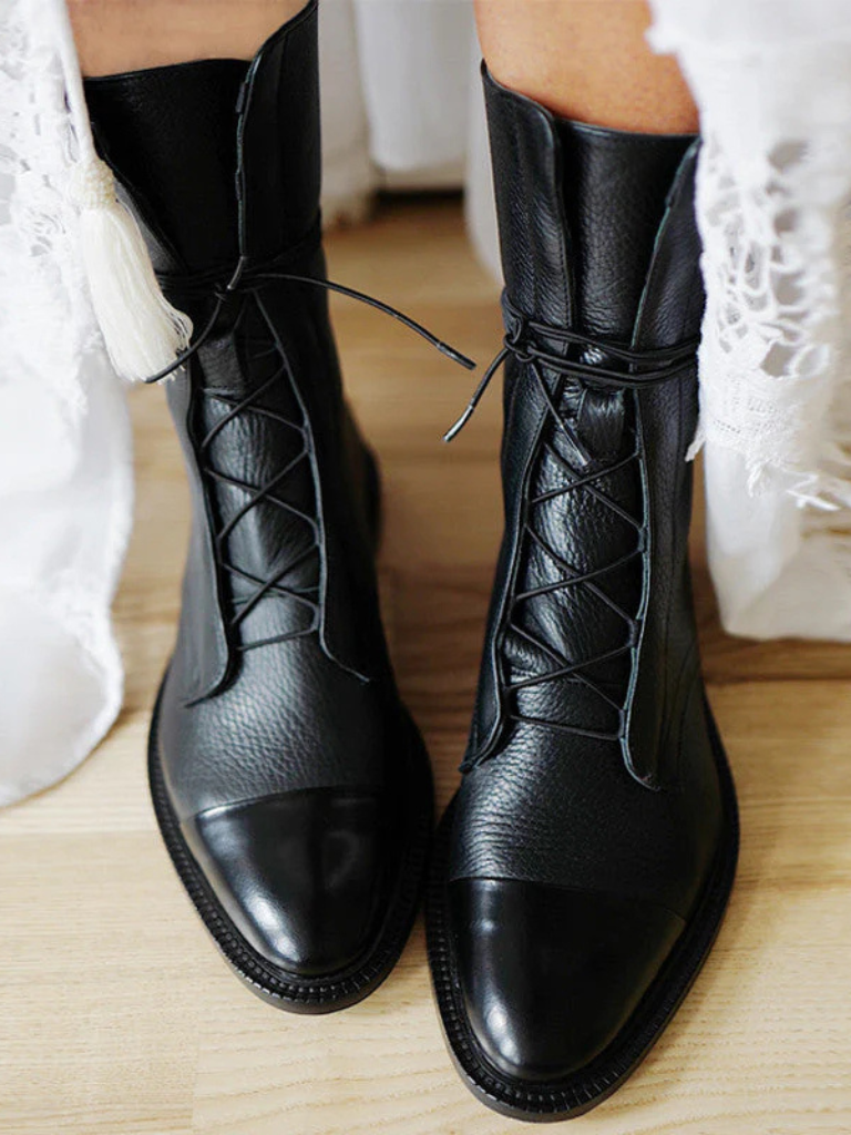 VICTORIA - POLISHED LACE-UP BOOTS-15549014442357-Mirella Fiore