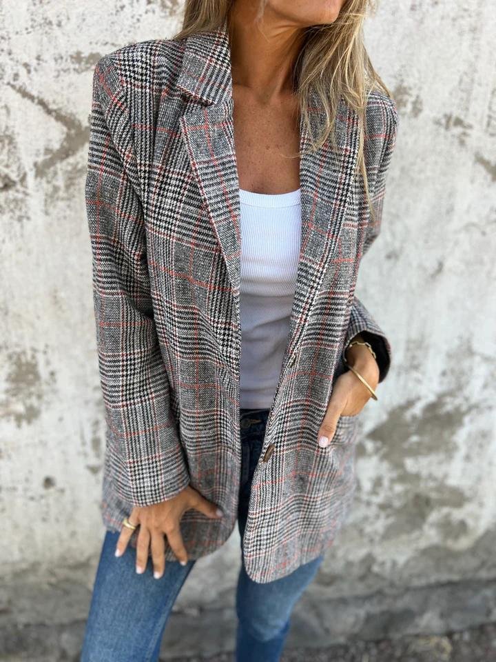 VIVI - Stylish Checked Blazer-15519826477429-Nancy & Mae Savannah