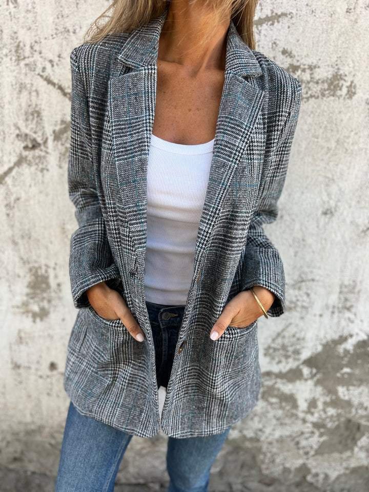 VIVI - Stylish Checked Blazer-15519826477429-Nancy & Mae Savannah
