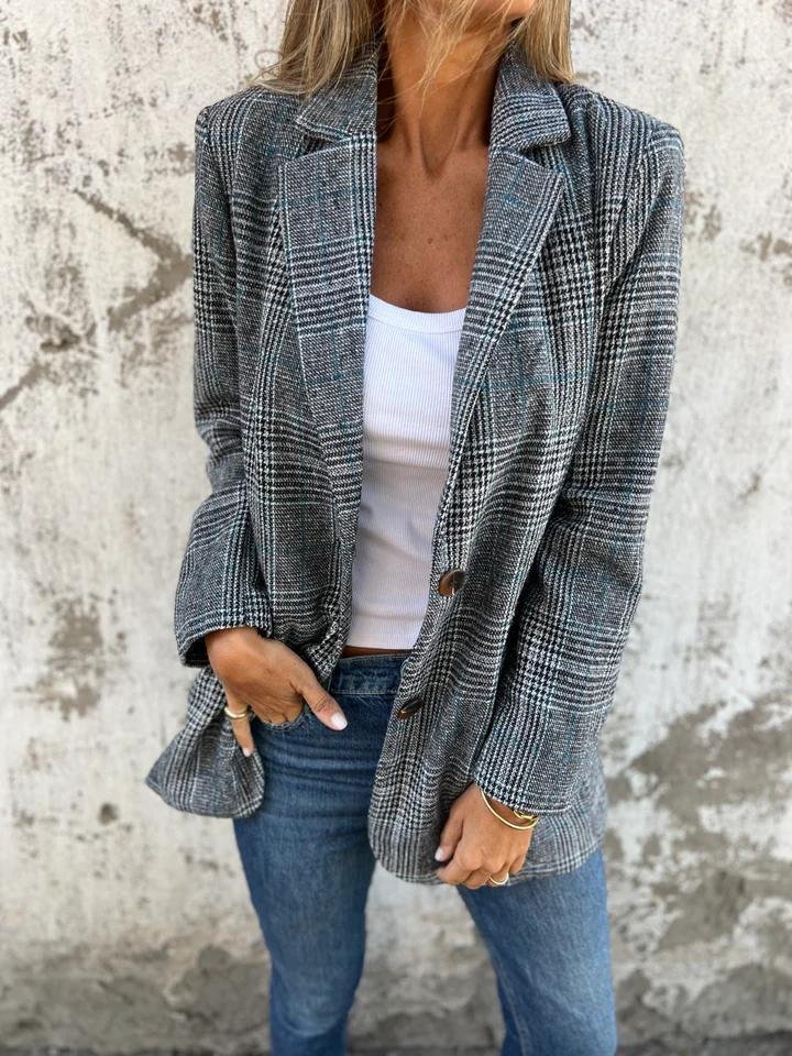 VIVI - Stylish Checked Blazer-15519826477429-Nancy & Mae Savannah
