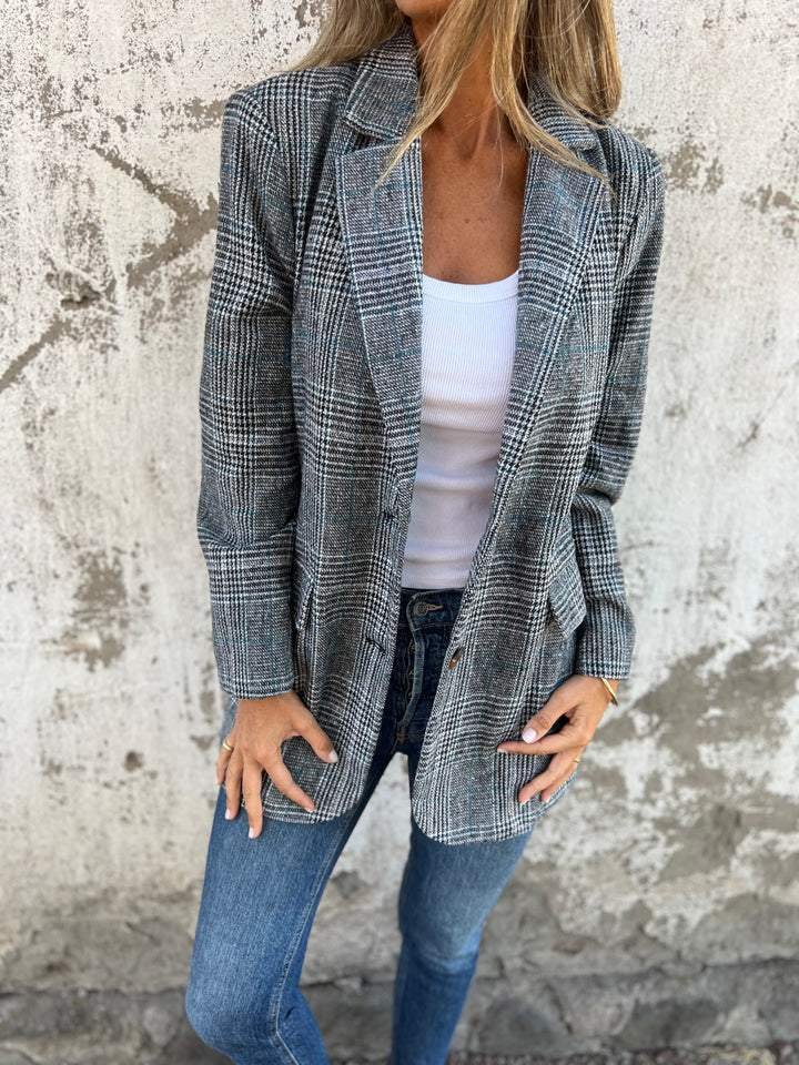 VIVI - Stylish Checked Blazer-15519826477429-Nancy & Mae Savannah