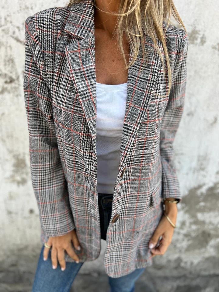 VIVI - Stylish Checked Blazer-15519826477429-Nancy & Mae Savannah