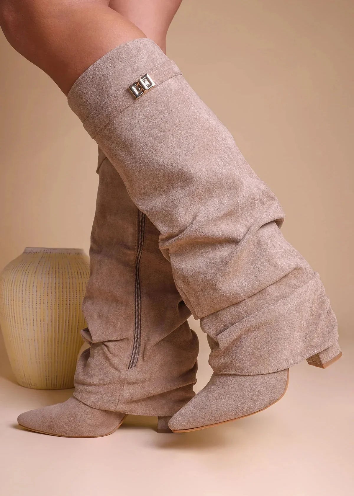 Valentina - Slouchy Knee-High Boots made of Suede-15553347715445-Nancy & Mae Savannah