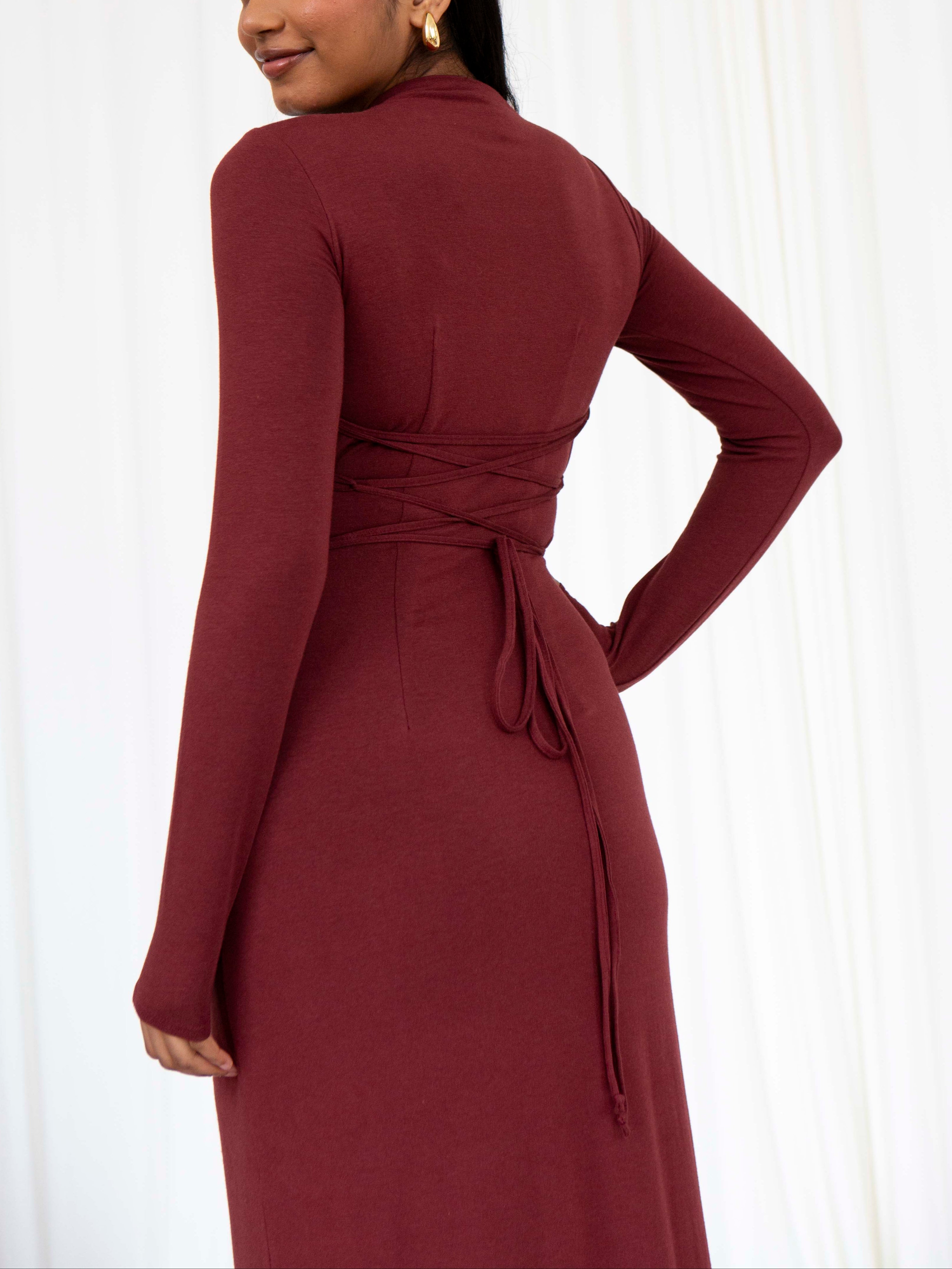 Veneta – Draped elegant stretch – Long-sleeve gown-15133954572661-Mirella Fiore