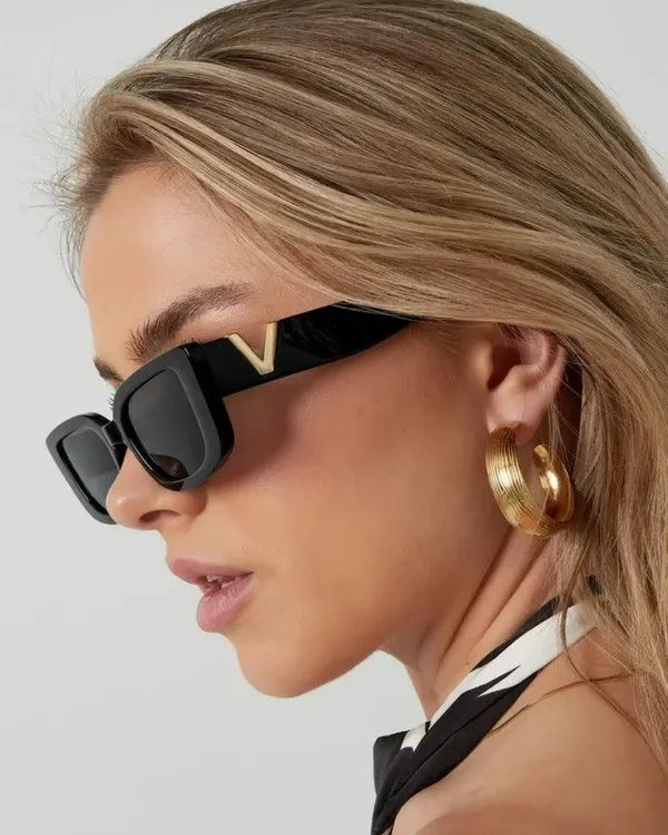 Viola – Gold V-accent oval frame – Sunglasses-15133464494453-Nancy & Mae Savannah