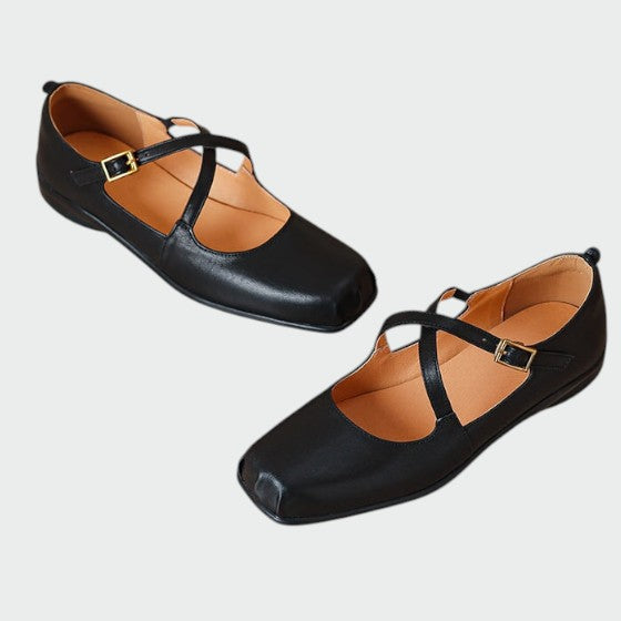 Violetta - Square-Toe Cross-Strap Mary Jane Shoes-15519661818229-Nancy & Mae Savannah