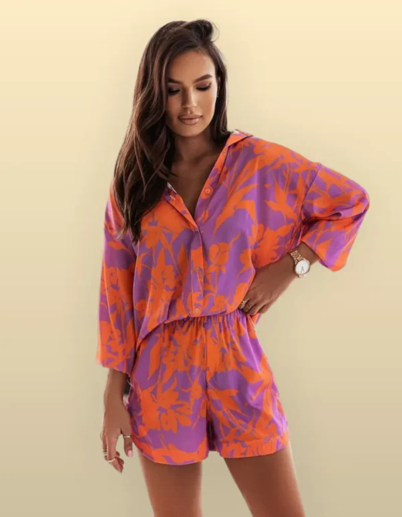 Virella – Vibrant print – Co-ord shirt and shorts set-15260619440501-Mirella Fiore
