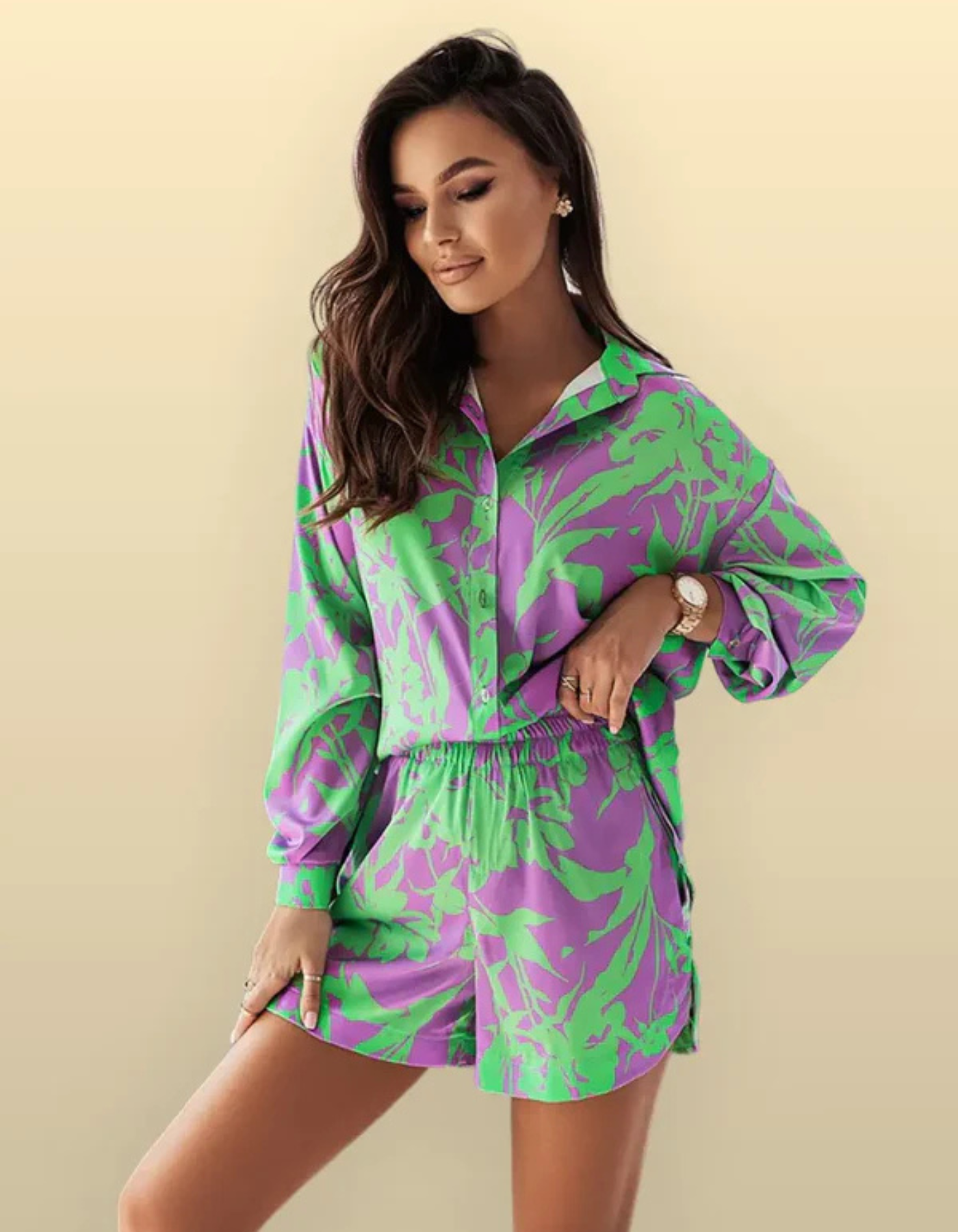 Virella – Vibrant print – Co-ord shirt and shorts set-15260619440501-Mirella Fiore