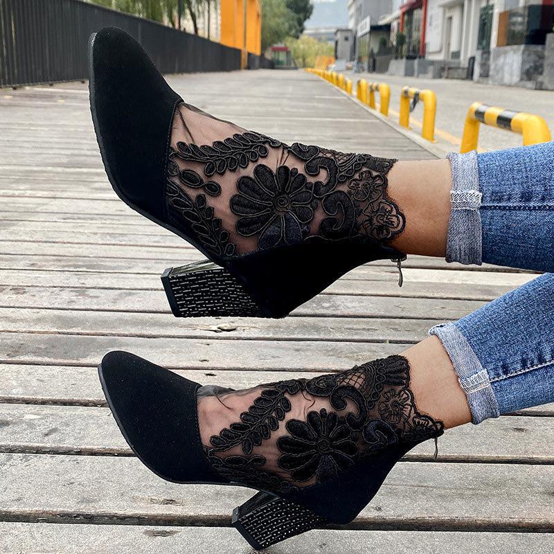 Viviana – Floral mesh – Ankle boots-15133957259637-Mirella Fiore
