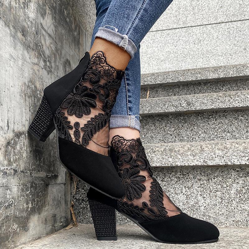 Viviana – Floral mesh – Ankle boots-15133957259637-Nancy & Mae Savannah