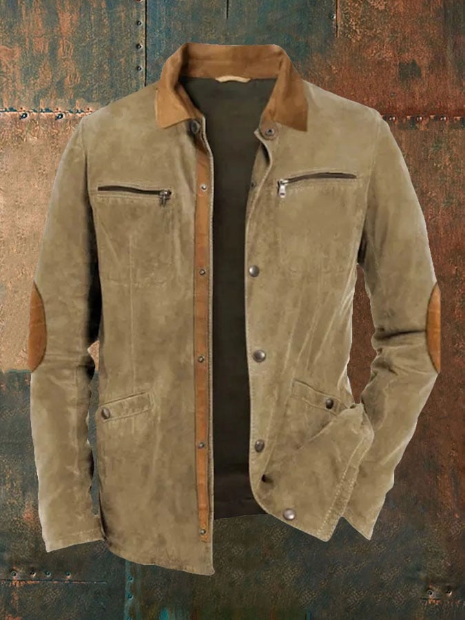 William - Men's Vintage Western Casual Zip-Up Jacket-15551926763893-Mirella Fiore