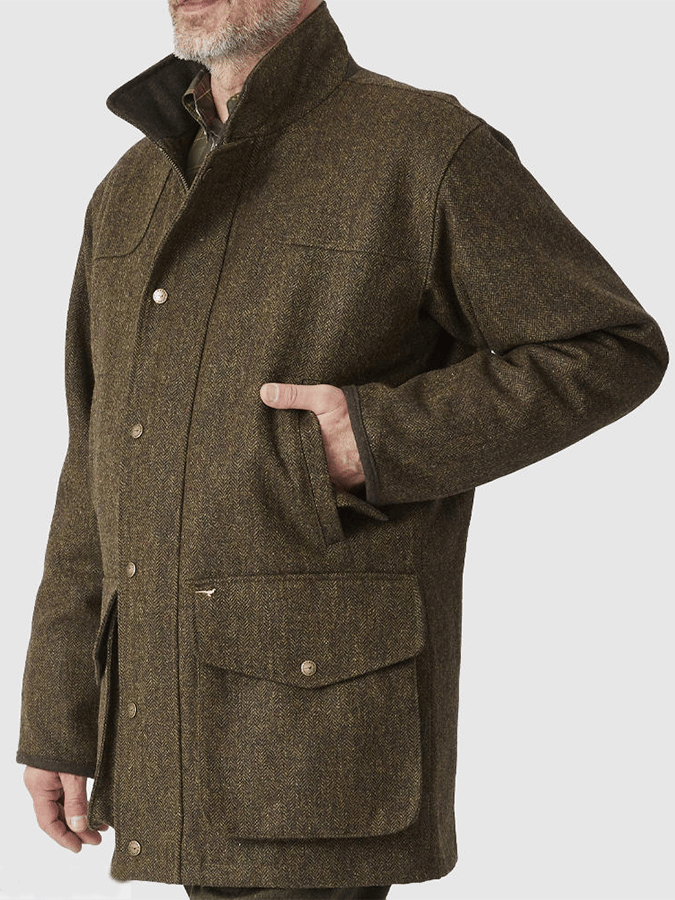 Zander - Men's Western Vintage Outdoor Hunting Zip Button Herringbone Casual Jacket-15551926698357-Mirella Fiore