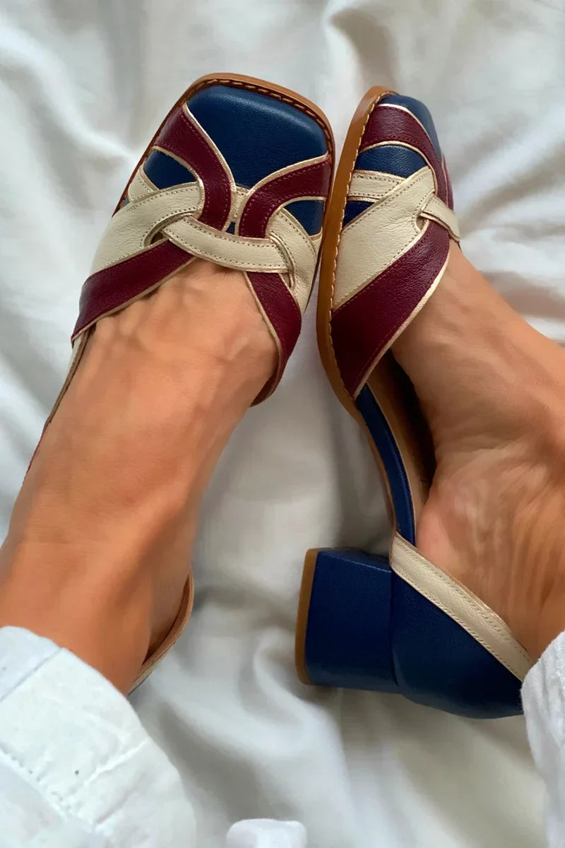 RHEA - TRI-COLOR SLIP-ON FLATS